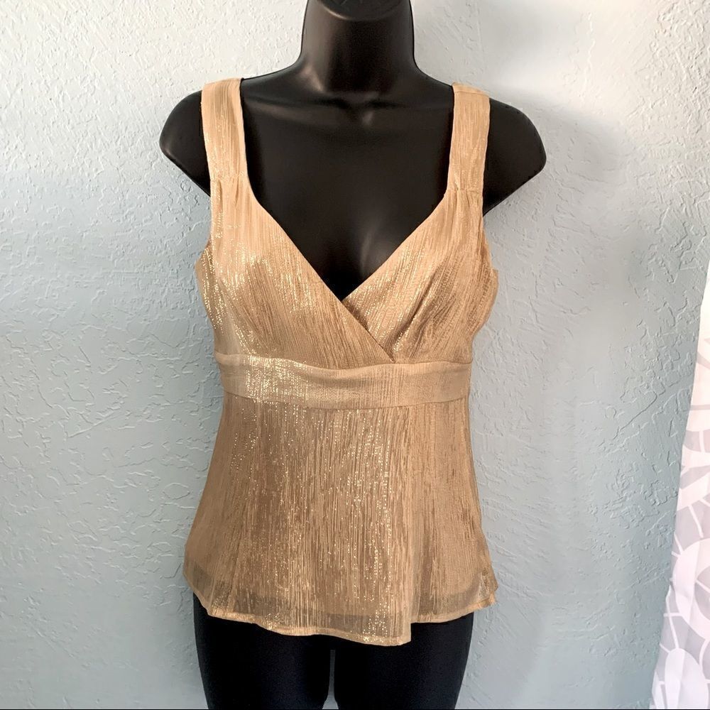 INC International Concepts Gold Silk Metallic Tank Top Size 2P